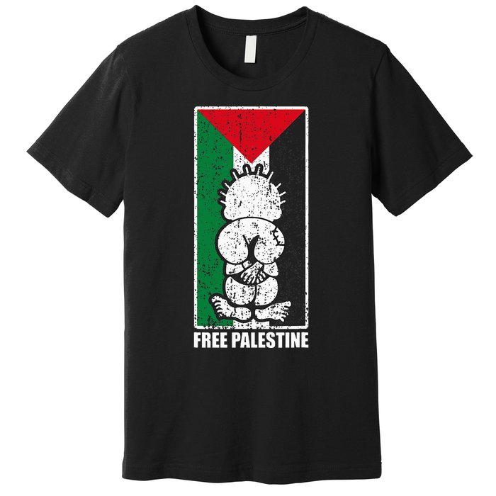 Free Palestine Flag Hanthala Gaza Save Sheikh Jarrah Premium T-Shirt