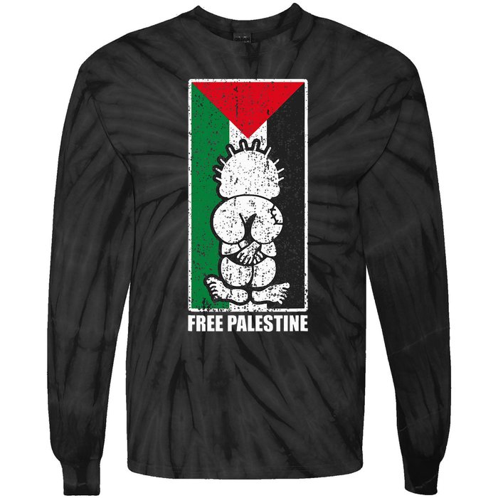 Free Palestine Flag Hanthala Gaza Save Sheikh Jarrah Tie-Dye Long Sleeve Shirt