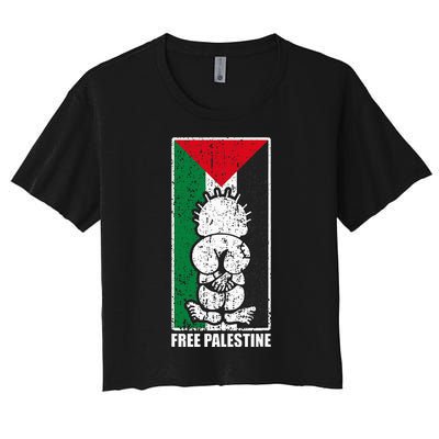 Free Palestine Flag Hanthala Gaza Save Sheikh Jarrah Women's Crop Top Tee