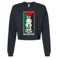 Free Palestine Flag Hanthala Gaza Save Sheikh Jarrah Cropped Pullover Crew