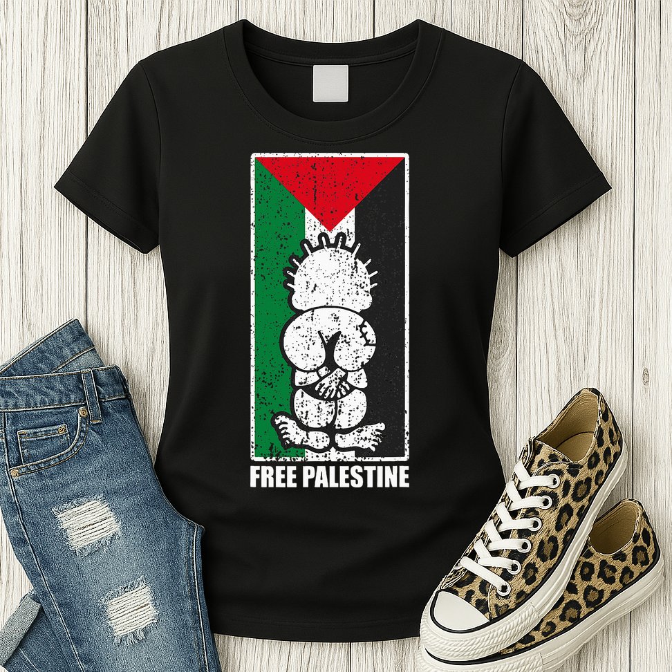 Free Palestine Flag Hanthala Gaza Save Sheikh Jarrah Womens T-Shirt