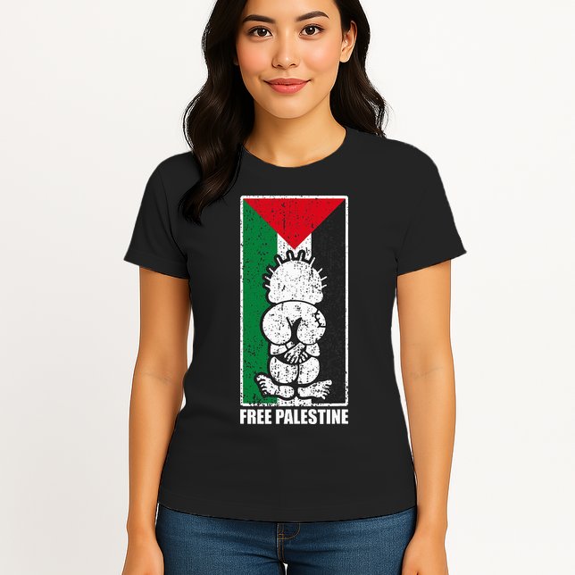 Free Palestine Flag Hanthala Gaza Save Sheikh Jarrah Womens T-Shirt