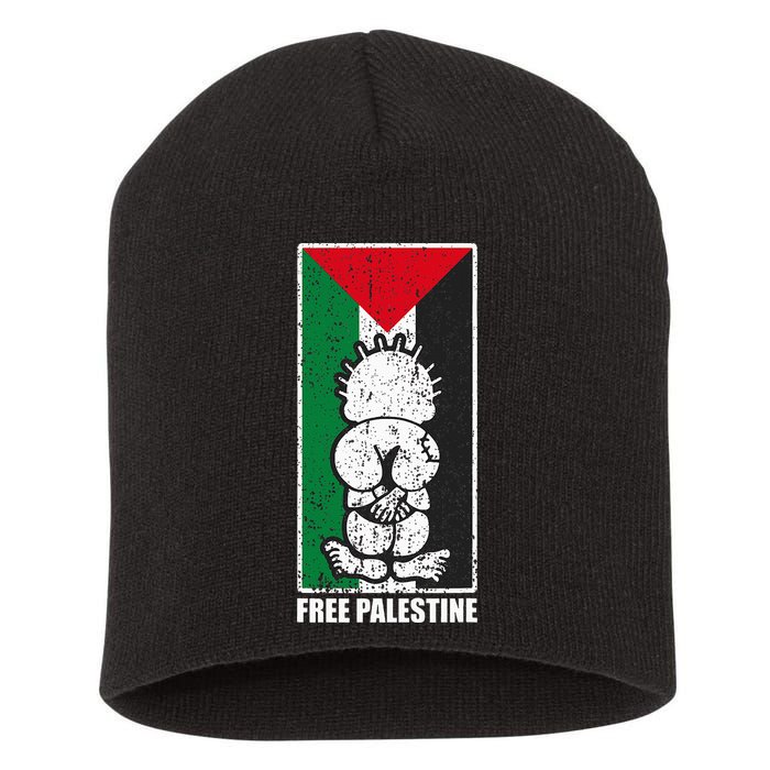Free Palestine Flag Hanthala Gaza Save Sheikh Jarrah Short Acrylic Beanie