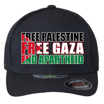 Free Palestine Free Gaza End Apartheid Palestinian Flag Flexfit Unipanel Trucker Cap