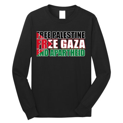 Free Palestine Free Gaza End Apartheid Palestinian Flag Long Sleeve Shirt