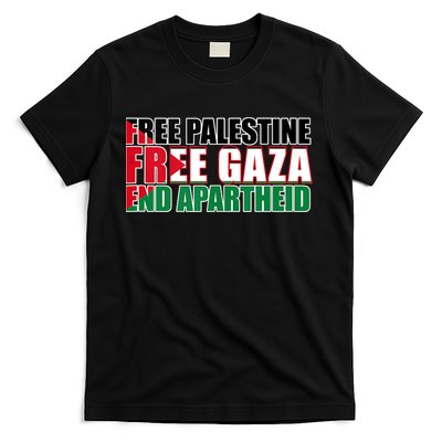 Free Palestine Free Gaza End Apartheid Palestinian Flag T-Shirt