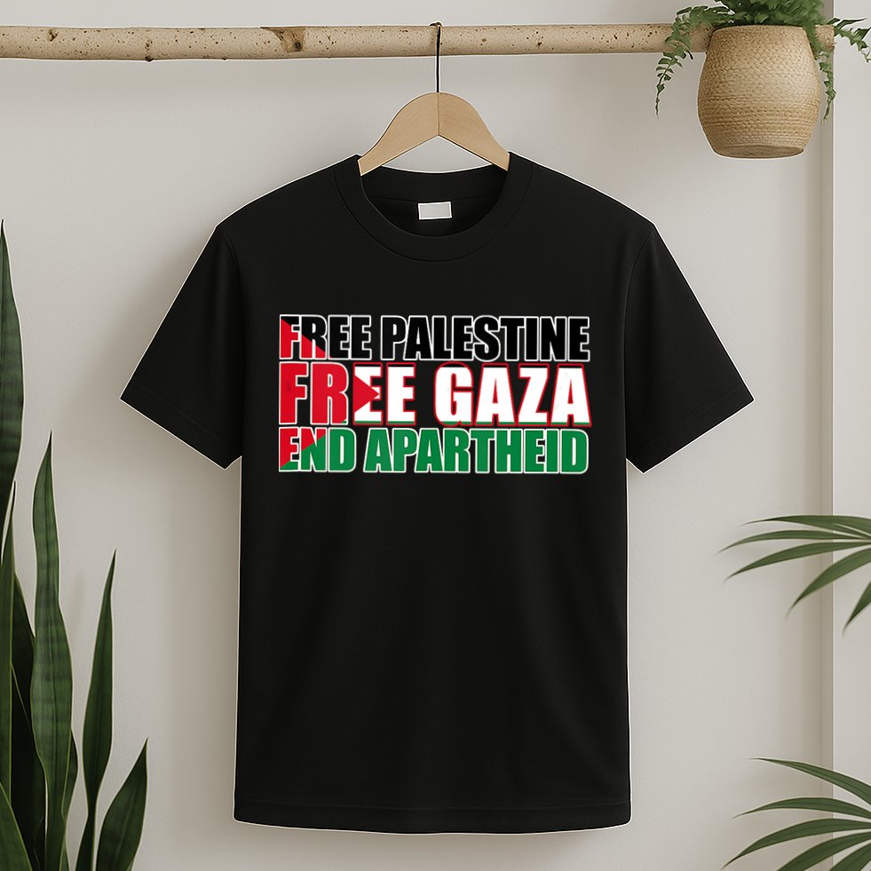 Free Palestine Free Gaza End Apartheid Palestinian Flag T-Shirt