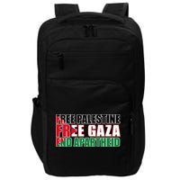 Free Palestine Free Gaza End Apartheid Palestinian Flag Impact Tech Backpack