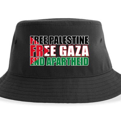 Free Palestine Free Gaza End Apartheid Palestinian Flag Sustainable Bucket Hat