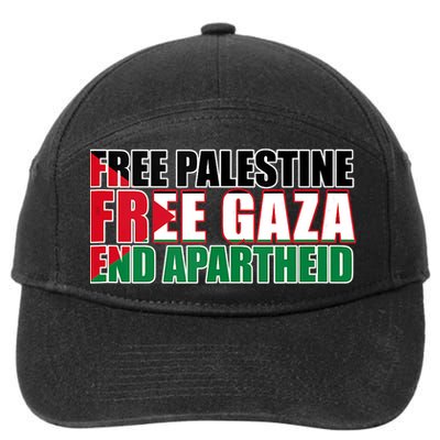 Free Palestine Free Gaza End Apartheid Palestinian Flag 7-Panel Snapback Hat