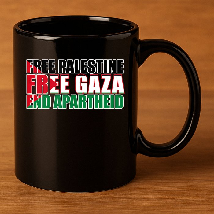 Free Palestine Free Gaza End Apartheid Palestinian Flag 11oz C Handle Ceramic Mug