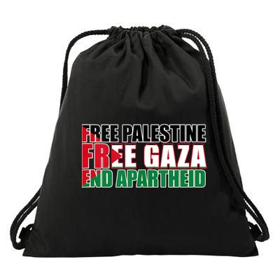 Free Palestine Free Gaza End Apartheid Palestinian Flag Drawstring Bag