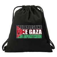 Free Palestine Free Gaza End Apartheid Palestinian Flag Drawstring Bag
