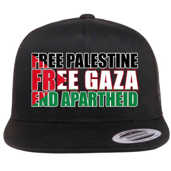 Free Palestine Free Gaza End Apartheid Palestinian Flag Flat Bill Trucker Hat