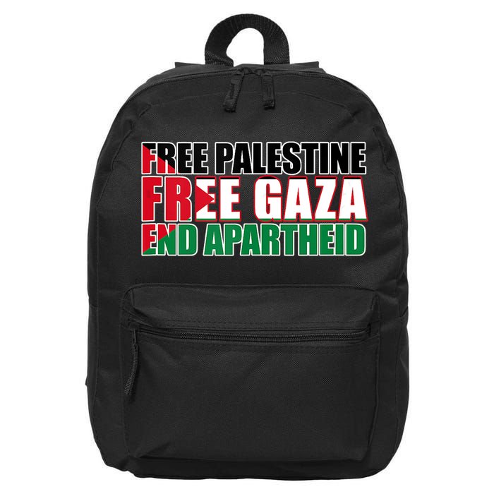 Free Palestine Free Gaza End Apartheid Palestinian Flag 16 in Basic Backpack