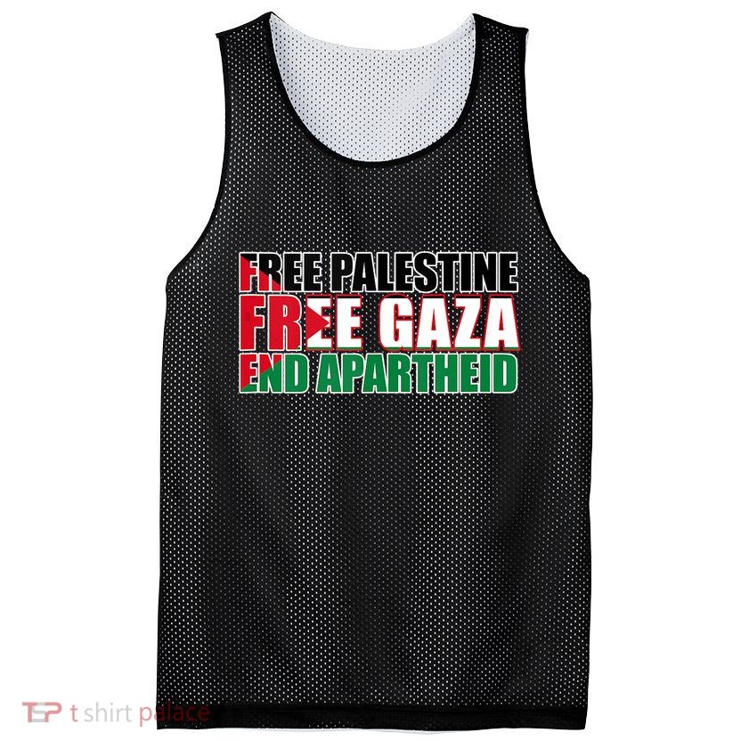 Free Palestine Free Gaza End Apartheid Palestinian Flag Mesh Reversible Basketball Jersey Tank