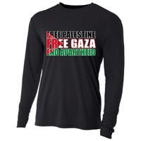 Free Palestine Free Gaza End Apartheid Palestinian Flag Cooling Performance Long Sleeve Crew