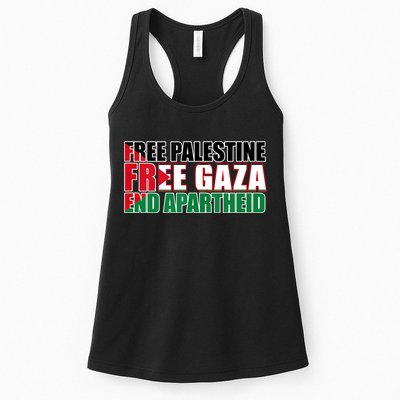 Free Palestine Free Gaza End Apartheid Palestinian Flag Womens Tank Top