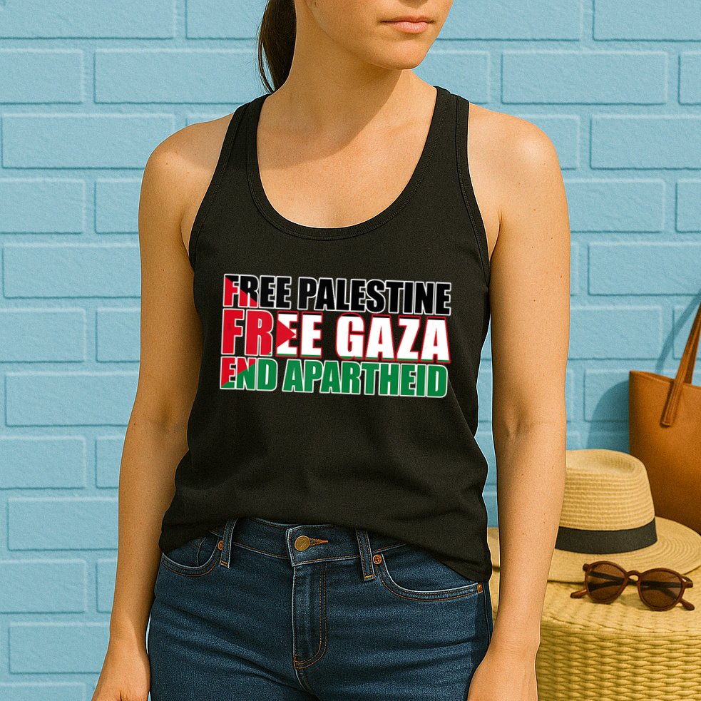 Free Palestine Free Gaza End Apartheid Palestinian Flag Womens Tank Top