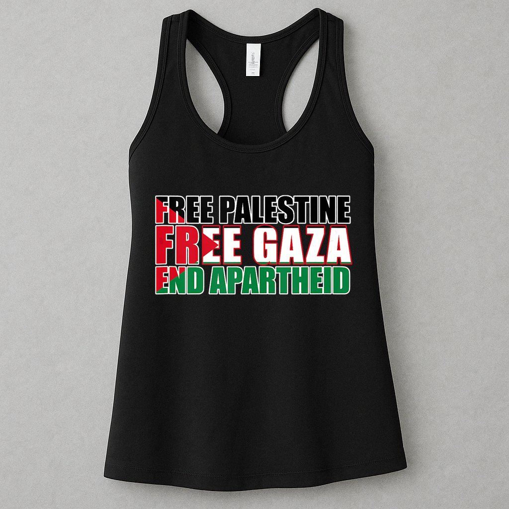 Free Palestine Free Gaza End Apartheid Palestinian Flag Womens Tank Top