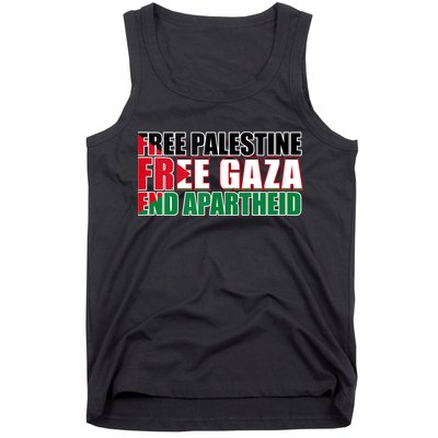 Free Palestine Free Gaza End Apartheid Palestinian Flag Tank Top
