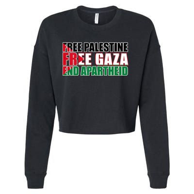 Free Palestine Free Gaza End Apartheid Palestinian Flag Cropped Pullover Crew
