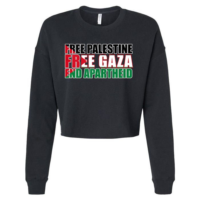 Free Palestine Free Gaza End Apartheid Palestinian Flag Cropped Pullover Crew