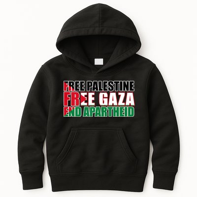 Free Palestine Free Gaza End Apartheid Palestinian Flag Kids Hoodie