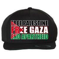 Free Palestine Free Gaza End Apartheid Palestinian Flag Wool Snapback Cap