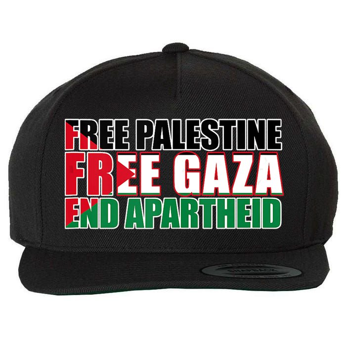Free Palestine Free Gaza End Apartheid Palestinian Flag Wool Snapback Cap