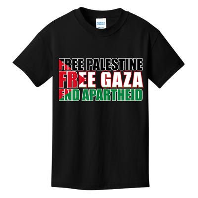 Free Palestine Free Gaza End Apartheid Palestinian Flag Kids T-Shirt
