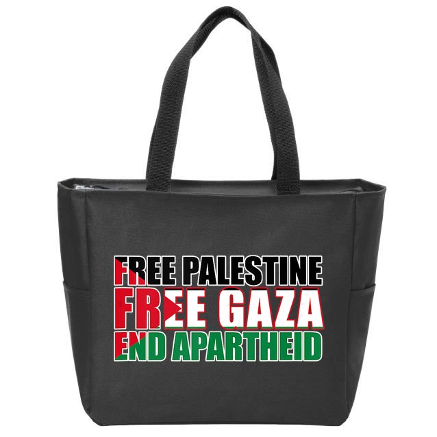 Free Palestine Free Gaza End Apartheid Palestinian Flag Zip Tote Bag