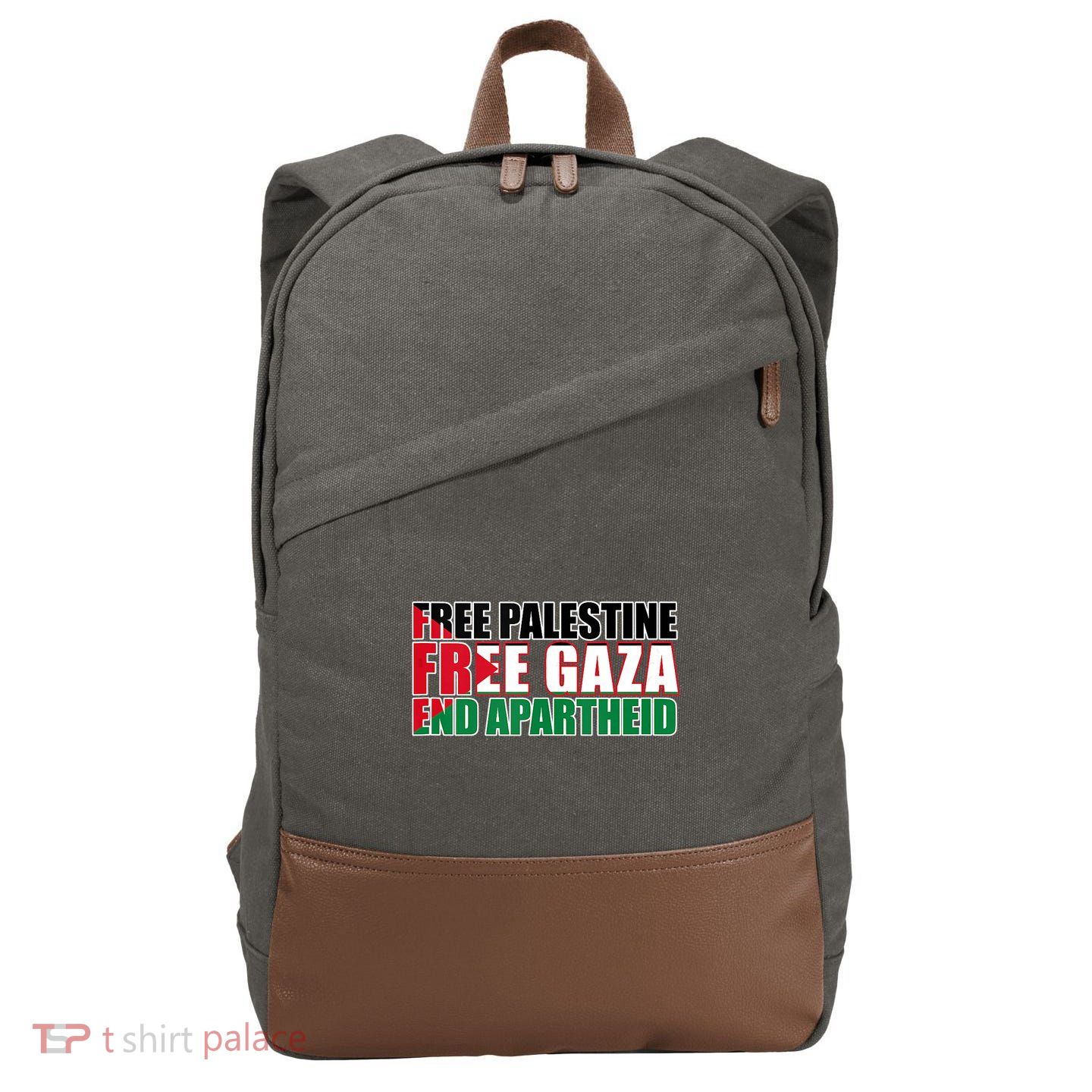 Free Palestine Free Gaza End Apartheid Palestinian Flag Cotton Canvas Backpack