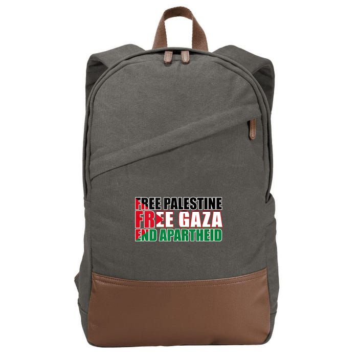 Free Palestine Free Gaza End Apartheid Palestinian Flag Cotton Canvas Backpack