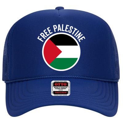 Free Palestine Free Gaza Palestine Flag Great Gift High Crown Mesh Back Trucker Hat