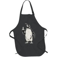 Funny Penguin Flippers Up Middle Finger Penguins Full-Length Apron With Pockets