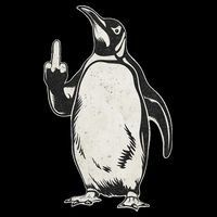 Funny Penguin Flippers Up Middle Finger Penguins Full-Length Apron With Pockets
