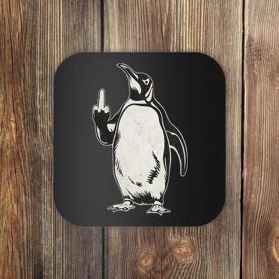 Funny Penguin Flippers Up Middle Finger Penguins Coaster