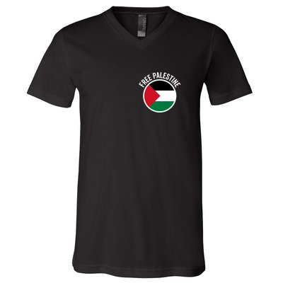 Free Palestine Free Gaza Palestine Flag Stop War V-Neck T-Shirt