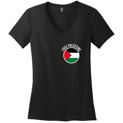 Free Palestine Free Gaza Palestine Flag Stop War Women's V-Neck T-Shirt