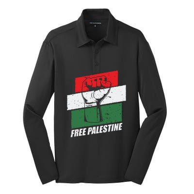 Free Palestine Silk Touch Performance Long Sleeve Polo