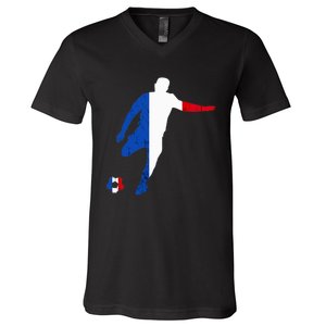 French Pride France Soccer Team France Flag French Roots V-Neck T-Shirt