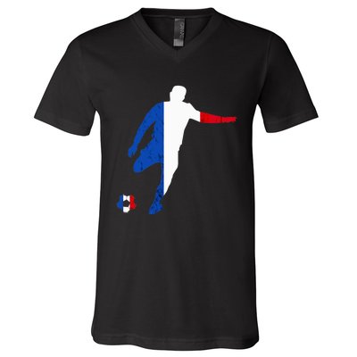 French Pride France Soccer Team France Flag French Roots V-Neck T-Shirt