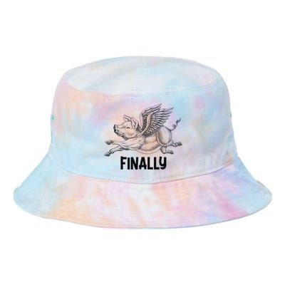 Finally, Pigs Flying When Piggies Fly Funny Flying Graphic Tie Dye Newport Bucket Hat