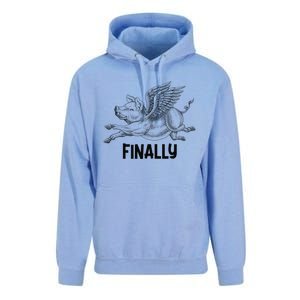 Finally, Pigs Flying When Piggies Fly Funny Flying Graphic Unisex Surf Hoodie