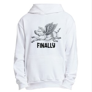 Finally, Pigs Flying When Piggies Fly Funny Flying Graphic Urban Pullover Hoodie