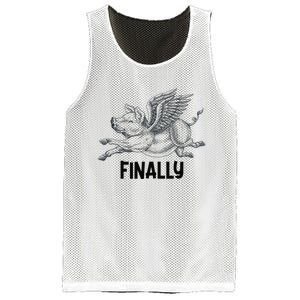 Finally, Pigs Flying When Piggies Fly Funny Flying Graphic Mesh Reversible Basketball Jersey Tank