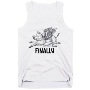 Finally, Pigs Flying When Piggies Fly Funny Flying Graphic Tank Top