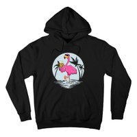 Funny Pink Flamingo Bird With Mug Of Beer Summer Vacation Hoodie