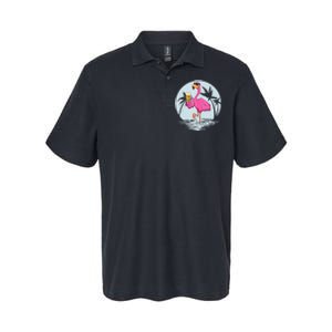 Funny Pink Flamingo Bird With Mug Of Beer Summer Vacation Softstyle Adult Sport Polo